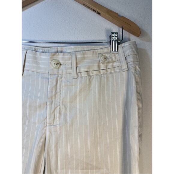 Banana Republic Stretch Size 10 Pin Striped Straight Capris Capri Pants Beige - Picture 2 of 7
